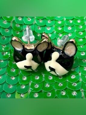Betsey Johnson French Bulldog Stud Earrings